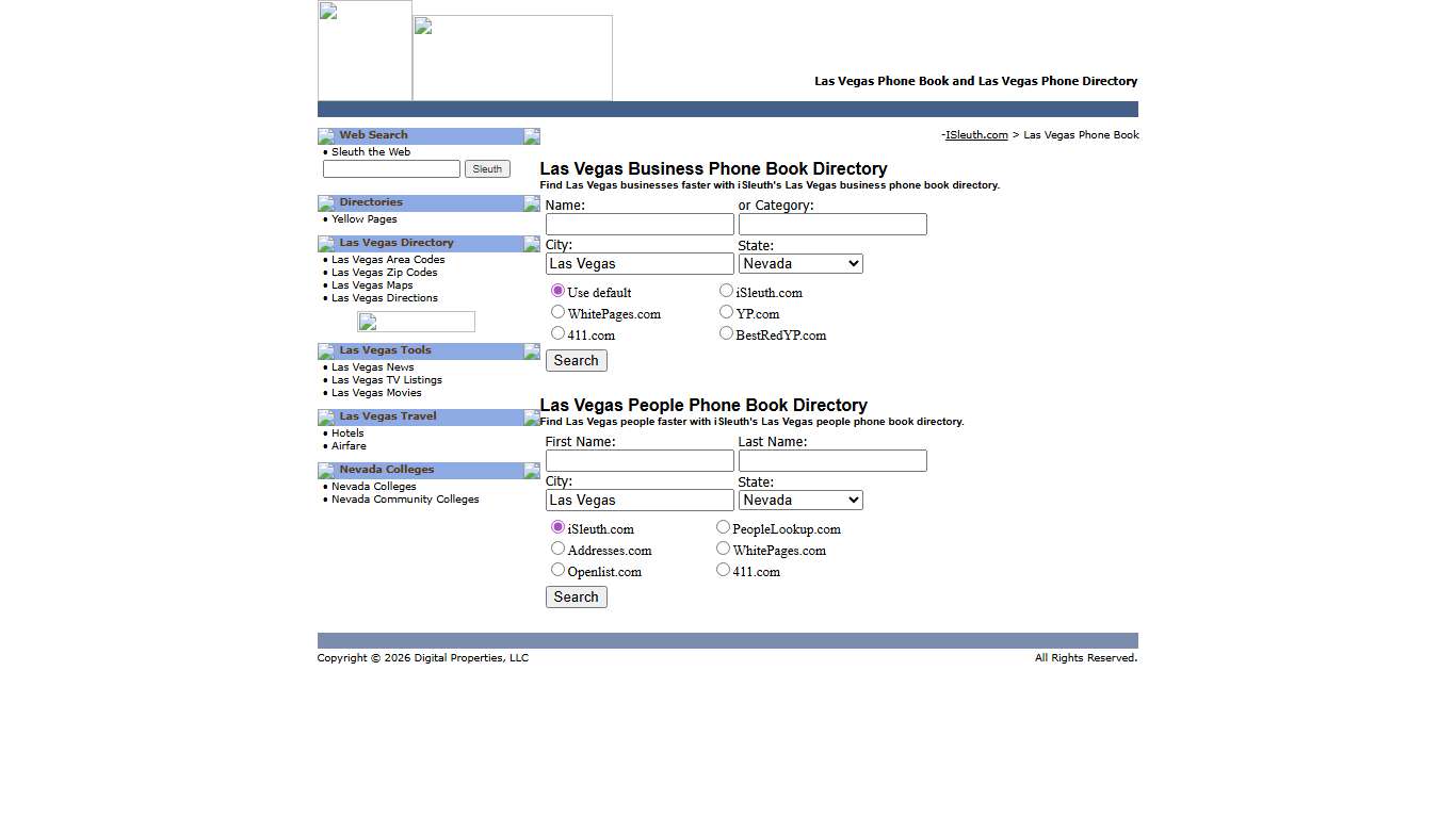 Las Vegas Phone Book and Las Vegas Phone Directory